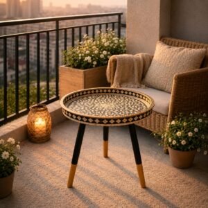 Dekorativer Tabletttisch mit Mandala Muster