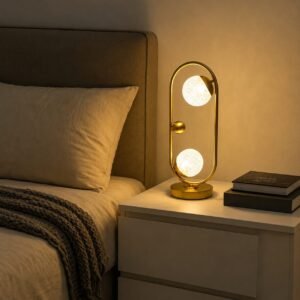 Designer Tischlampe mit Doppelglas Kugeln