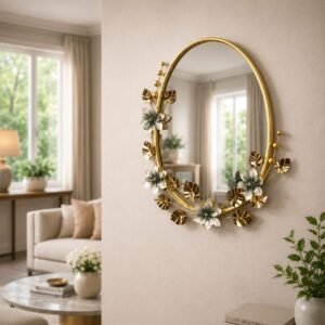 Floraler Wandspiegel Gold 29×22 Zoll