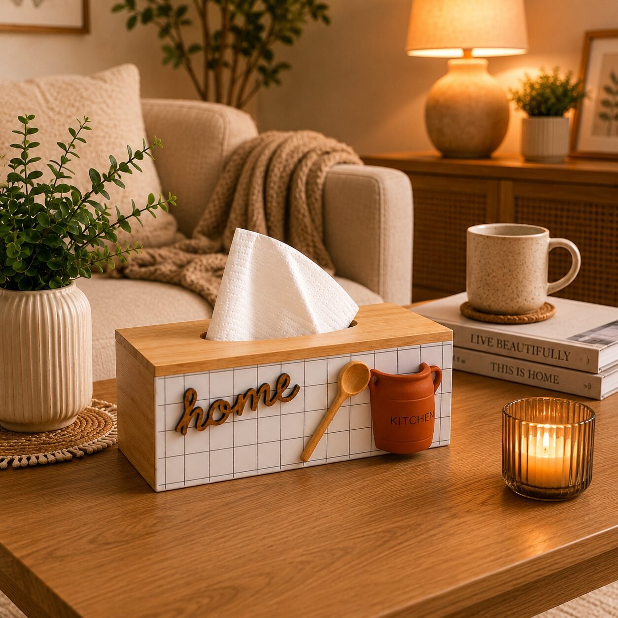 Holz Tissue Box Home Küche - Image 3